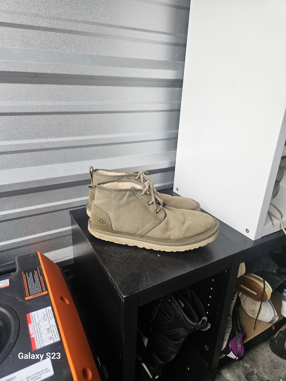 UGG Neumel Men’s Size 15 Canvas Chukka Boots Olive Tan Wool Lined 3264